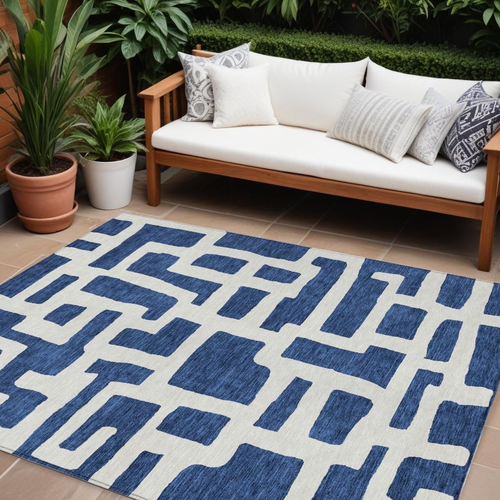 HomeRoots Abstract Transitional Rectangle Outdoor Rug