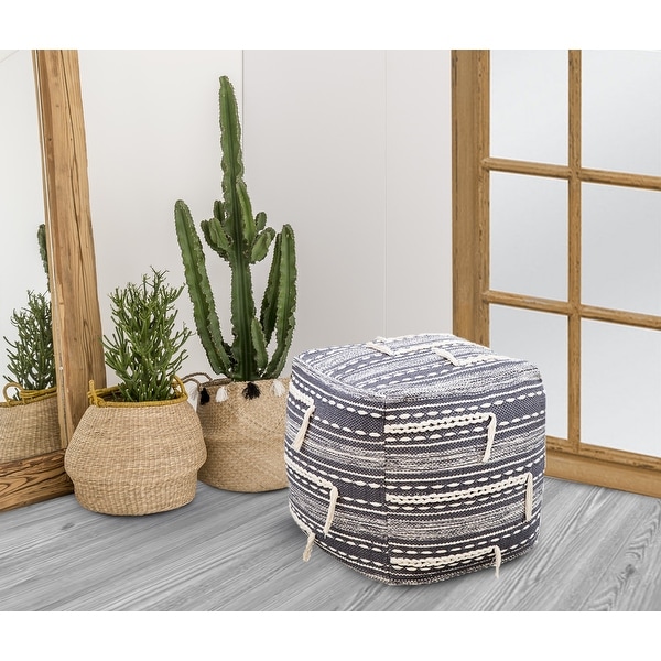 Chic Home Spiro Ottoman Woven Cotton Upholstered Square Pouf. Opens flyout.