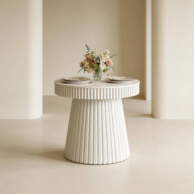 31.5 Inches Modern End Table, Round Accent Side Table, Small Dining Table, Nightstand & Bedside Table for Living Room, Bedroom