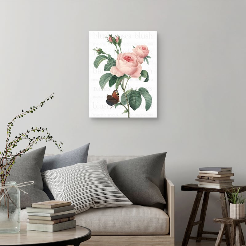 Pink Roses 2 Text by Design Lab Canvas Art Print