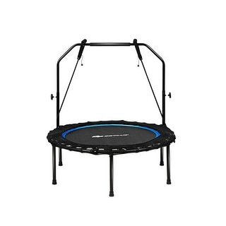 40" Foldable Fitness Rebounder with Resistance Bands Adjustable Home-Blue