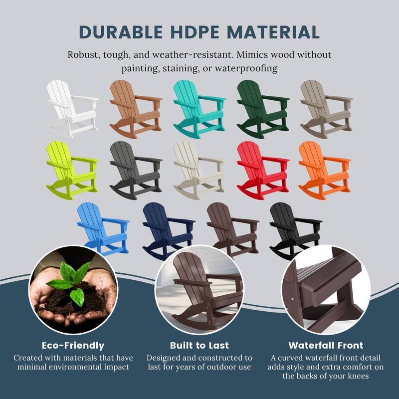 Laguna Hdpe All Weather Outdoor Patio Rocking Chairs With Side Table (3-Piece Set)