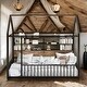 preview thumbnail 2 of 10, Black Space-Saving Twin Size Kids Bed House Bed with Fence and Shelves