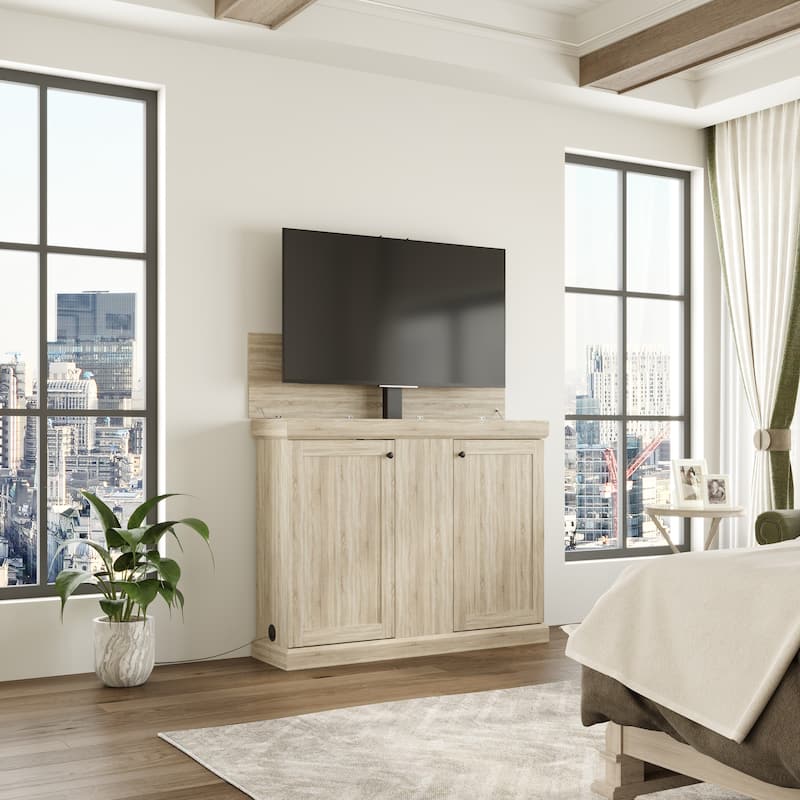 Motorized TV Lift Cabinet for TVs up to 50 Inch, Pop Up TV Lift Console with Remote Control, Hidden TV Cabinet Stand