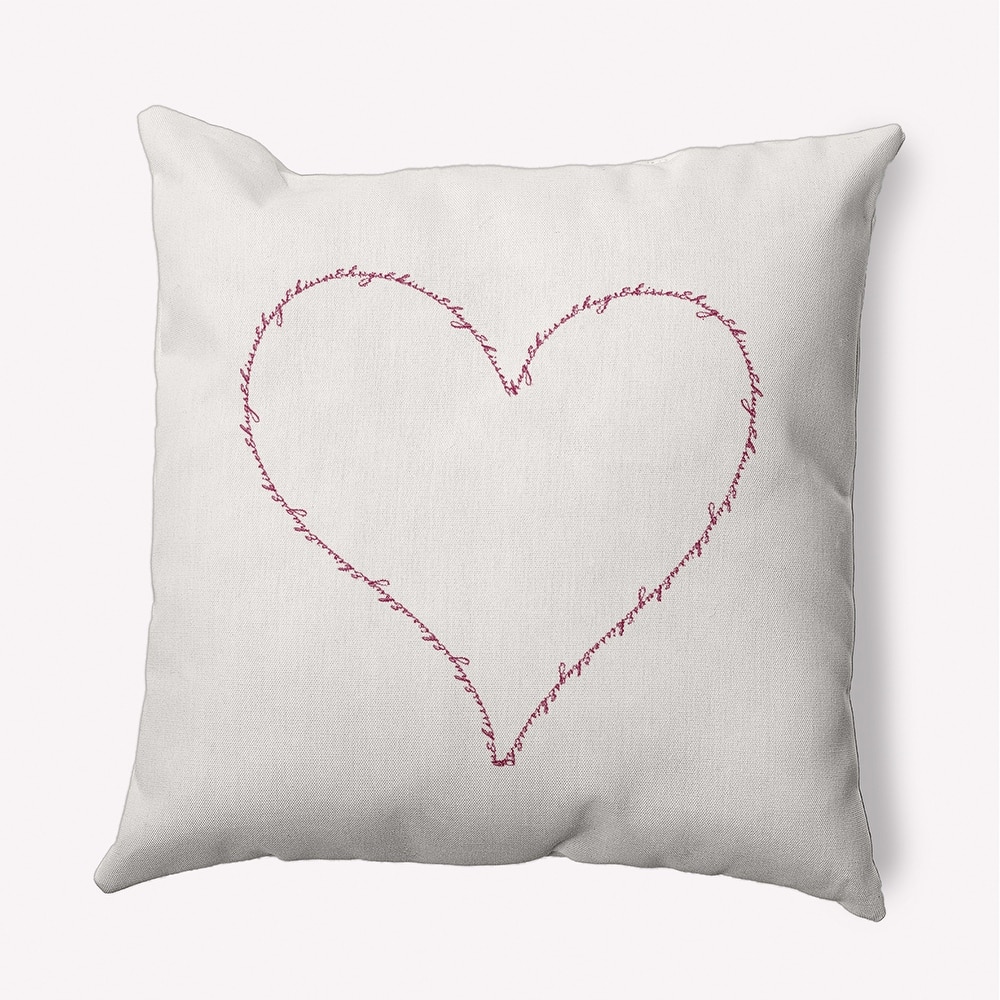 Hugs and Kisses Heart Valentine's Day Decorative Indoor Pillow