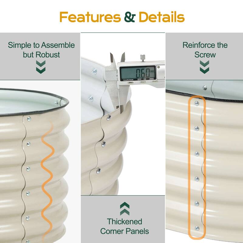 Aoodor 4 in 1 Modular Aluzinc Metal Raised Garden Bed - Outdoor Garden Planter Box for Vegetable, Flower, Herb - N/A