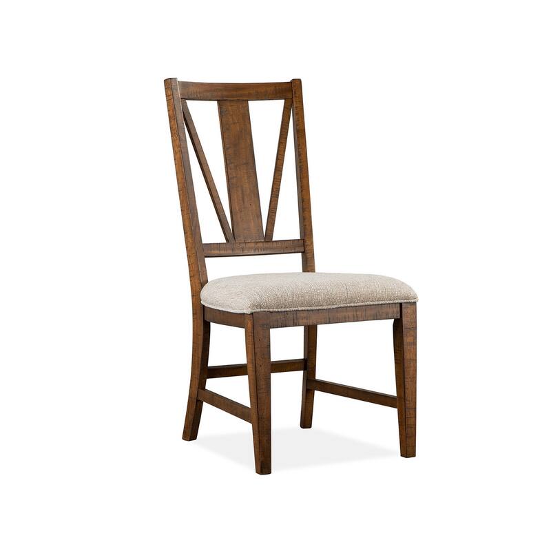 Magnussen Home Bay Creek Toasted Nutmeg Upholstered Side Chair Two Pack - 19.75''W x 23.25''D x 40''H - Set of 2 - 19.75''W x 23.25''D x 40''H - Toasted Nutmeg - Dining Height