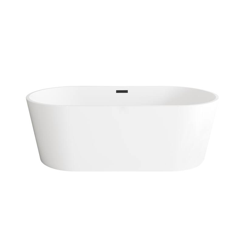 Melisande Bathtub in Glossy White - Glossy White with Matte Black Trim - 67"