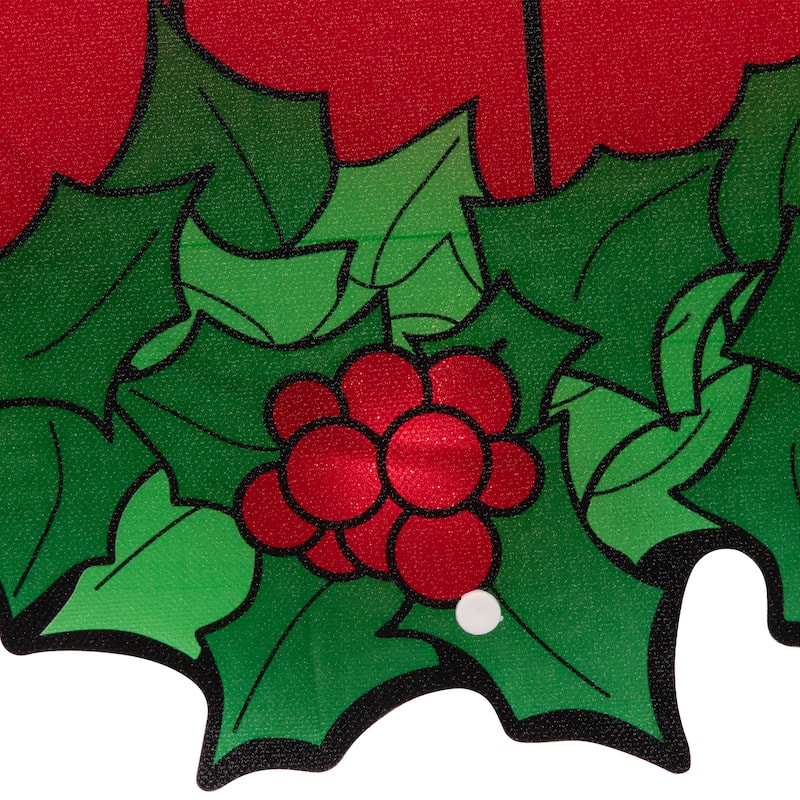 Lighted Candles Christmas Window Silhouette - 17.5" - Red