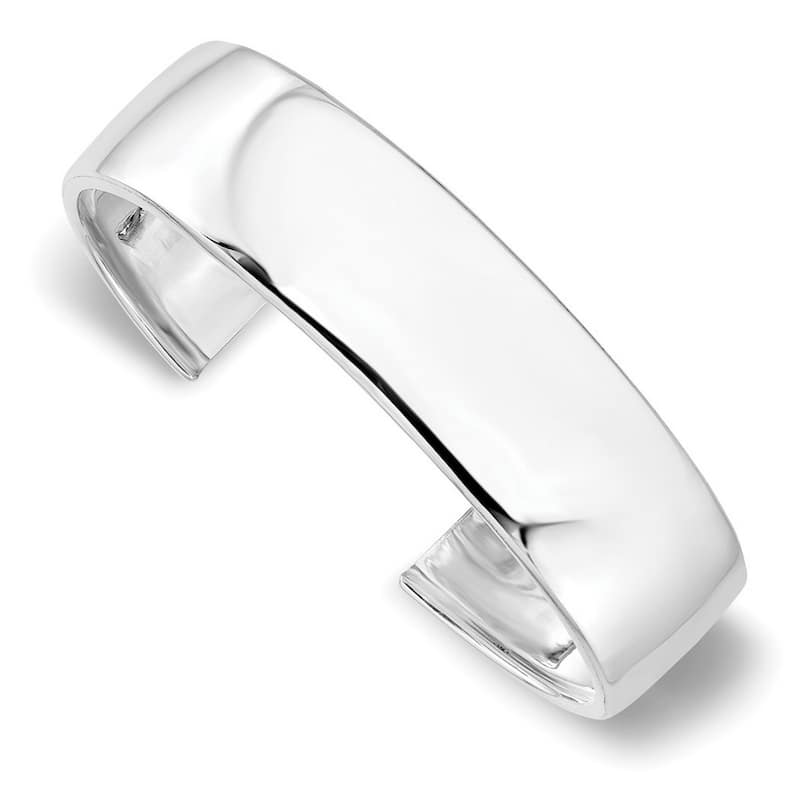 Curata 925 Sterling Silver 17.75mm Polished Adjustable Cuff Bangle Bracelet