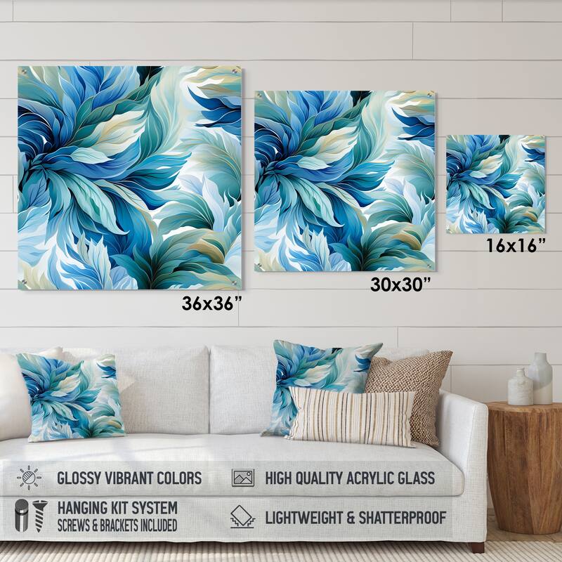 Designart "Oceanic Mirage Tropical Pattern" Coastal Gloss Wall Decor Blue - Tropical Acrylic Wall Art For Dinning Room