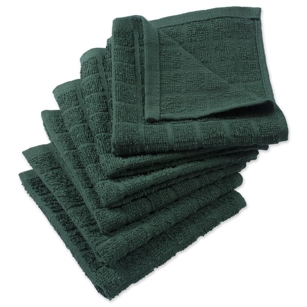 DII Solid Windowpane Terry Dishcloth Set of 6 - Dark Green