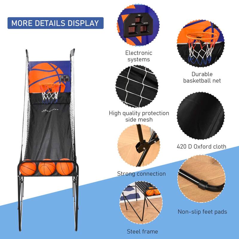 Soozier Foldable Basketball Arcade Game Electronic Office Home Scoring Hoop Shot with Mutiple Modes - N/A