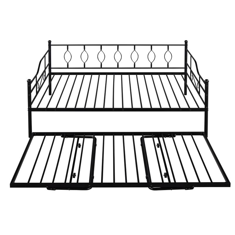 Full Size Metal Daybed, Pulldown Bed with Trundle & Quality Steel