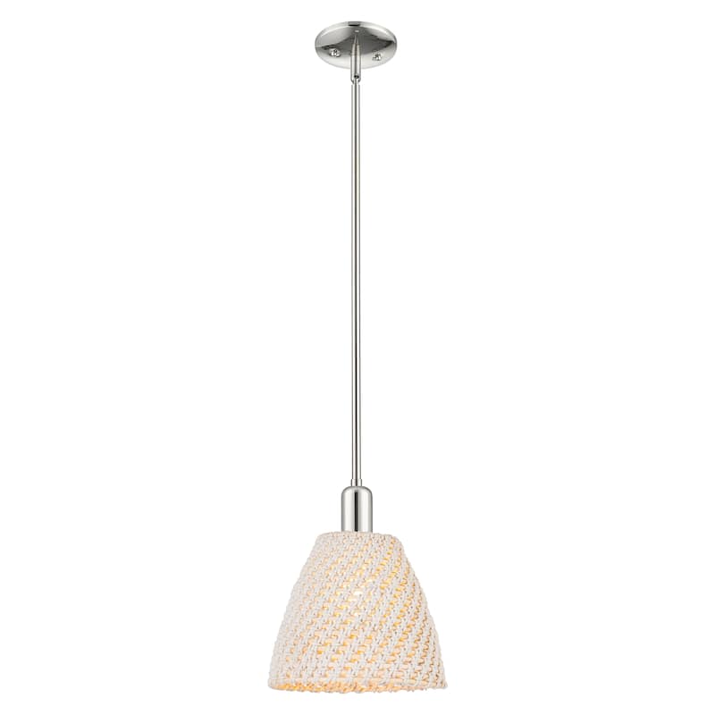 Innovations Lighting Downtown Urban - Natural Ballston Dome - 1 Light 9" Stem Hung Mini Pendant - Natural Shade/Polished Nickel