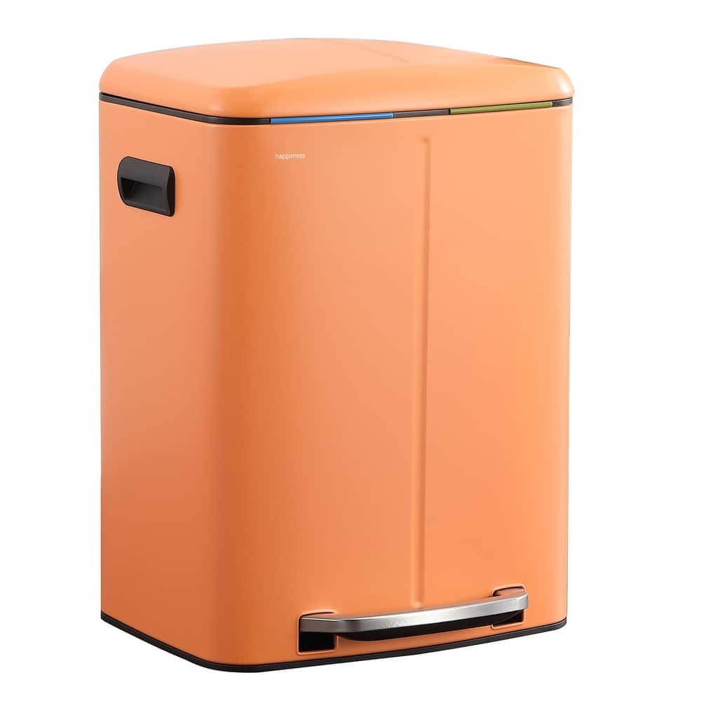 happimess 10.6-Gallon Double Bucket Trash Can with Soft Close Lid