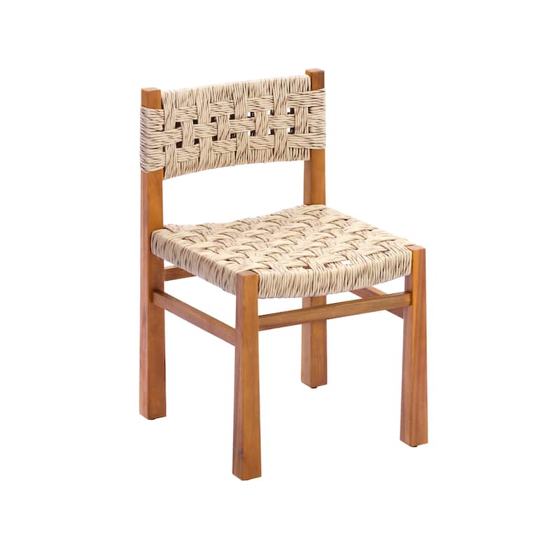 Christopher Knight Home - Carys 3-Piece Outdoor Acacia Wood Dining Set with Wicker Woven Back Chairs & 27.5" Round Slat Table