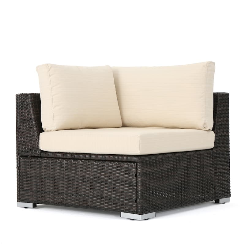 Roomfitters Outdoor Wicker Corner Sofa Sectional with Cushions for Stylish Patio Seating - Beige