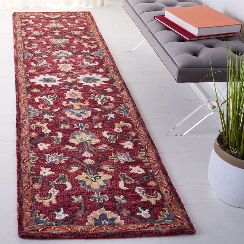 SAFAVIEH Handmade Aspen Zorela Boho Wool Rug - 2'3" x 9' Runner - Red/Rust