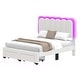 preview thumbnail 9 of 22, Adjustable Headboard Lamb Wool Bed Frame with Drawer and Charging Station & LED Lights