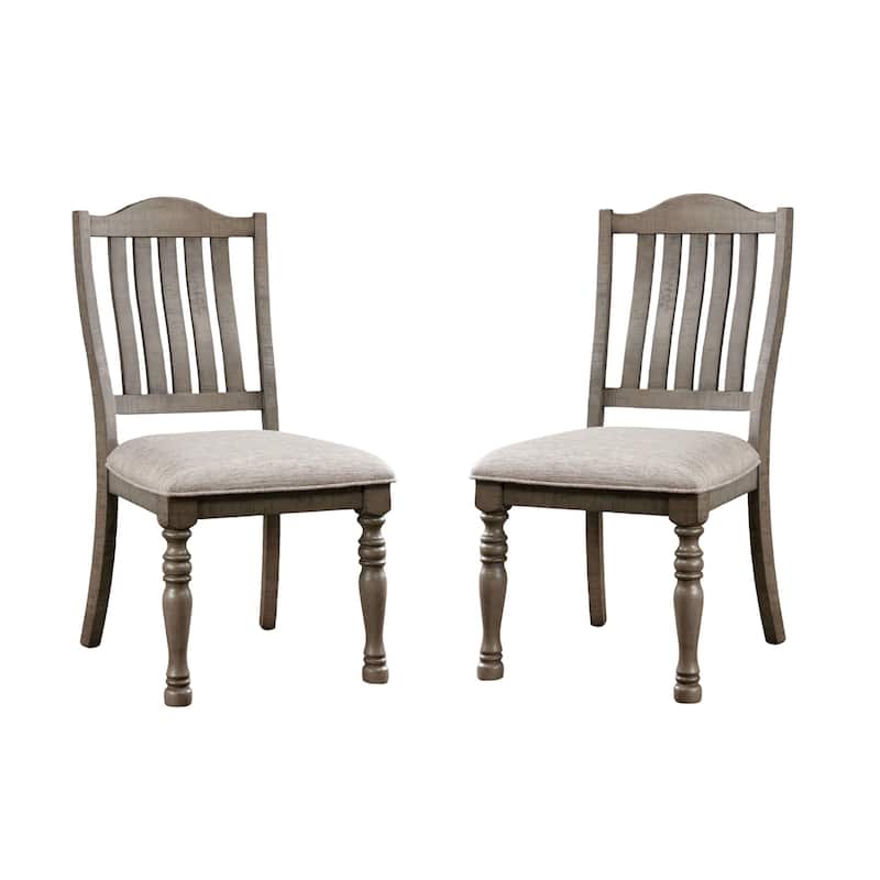 Transitional Style 2pcs Side Chairs Antique Gray Solid wood Gray Fabric Dining Room Furniture Chair Turned Legs