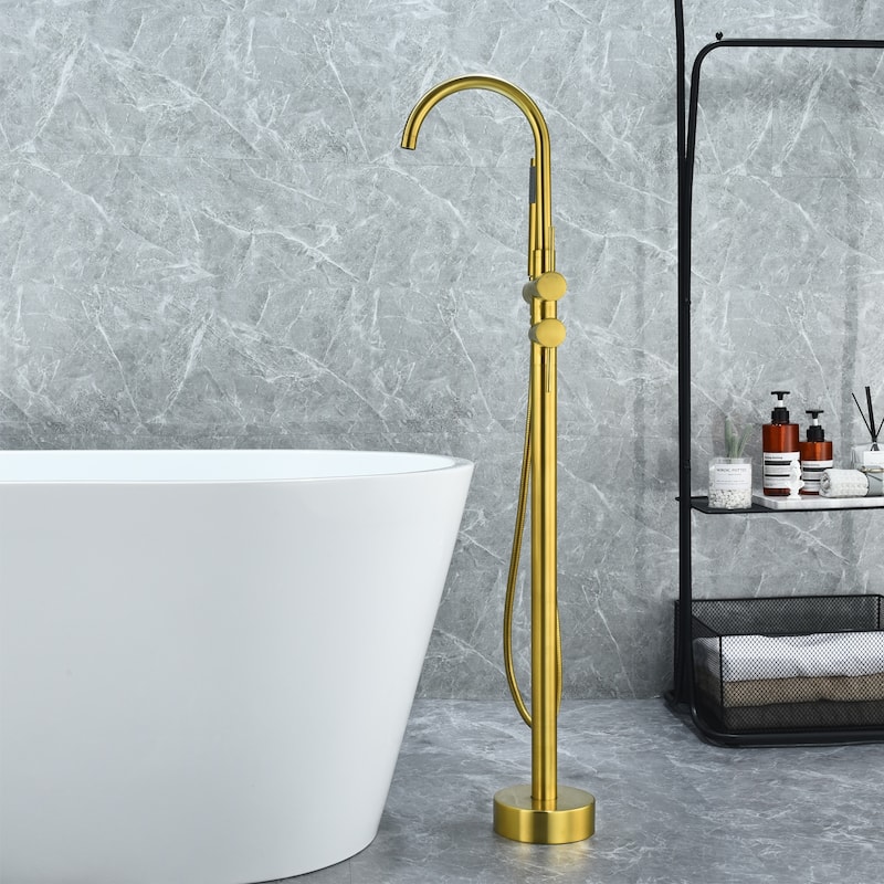 Altair Assens Double Lever Handle Freestanding Floor Mounted Tub Filler with Handshower