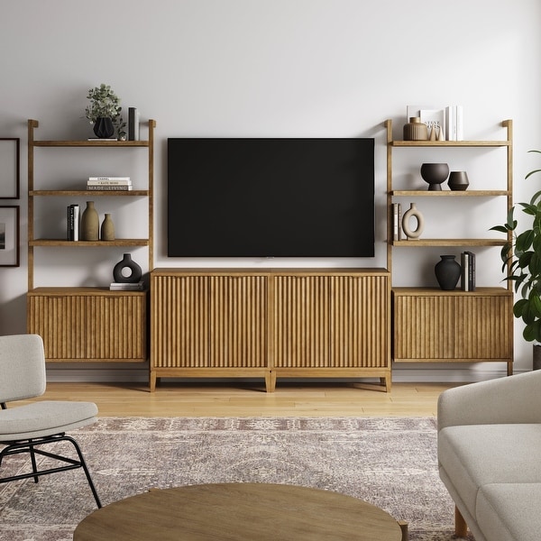 Jasper Mid Century Modern Solid Wood Entertainment Center or Wall