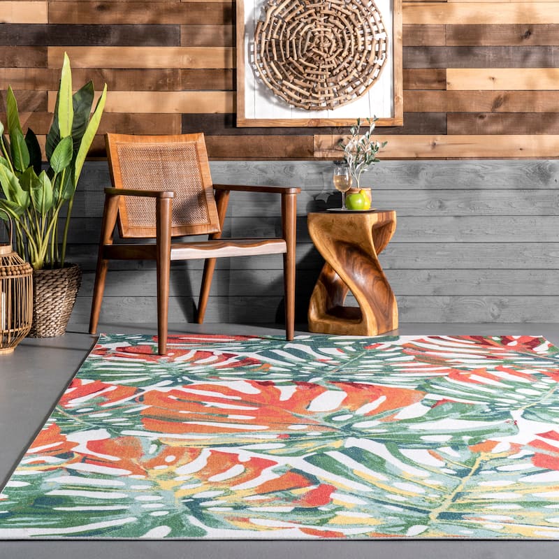 Nuloom Multi Indoor/ Outdoor Contemporary Tropical Palm Leaf Area Rug