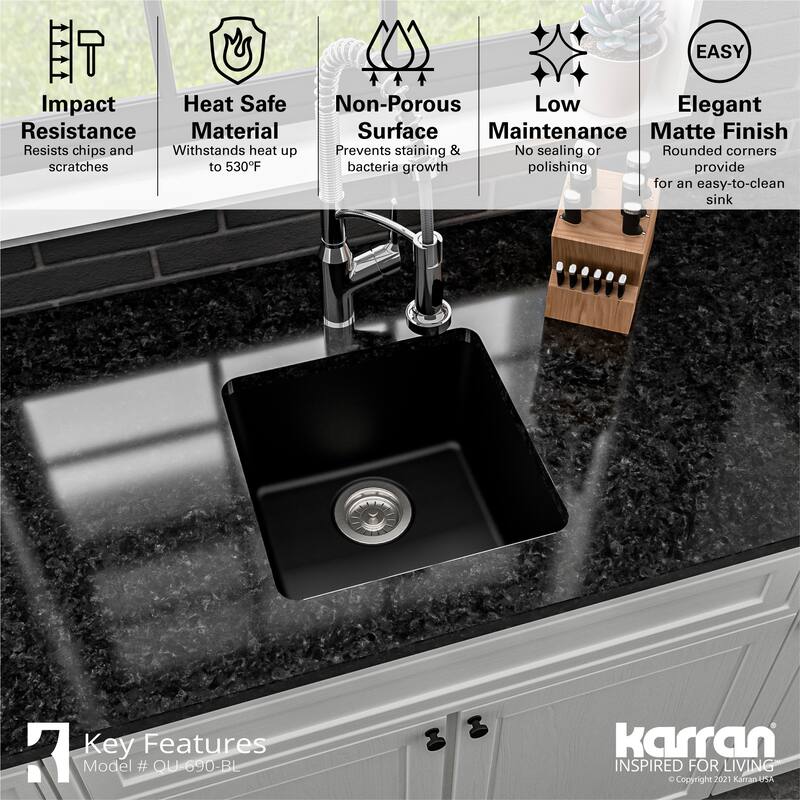 Karran Undermount Quartz Bar Single Bowl Sink
