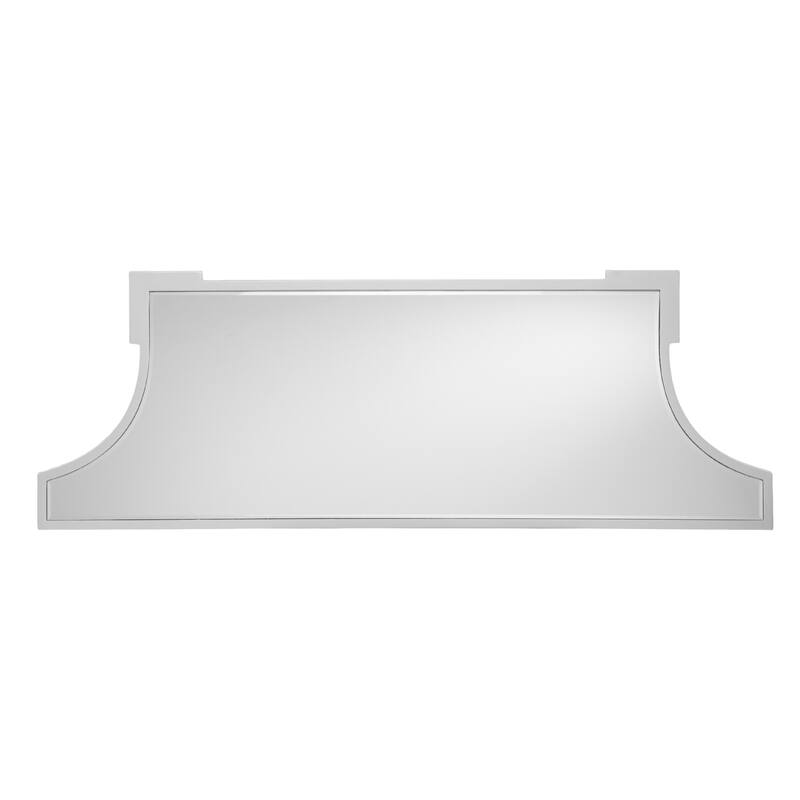 Silver Glass Free Form Console Table with Wood Base and Mirrored Top - 45” L x 16” W x 30” H
