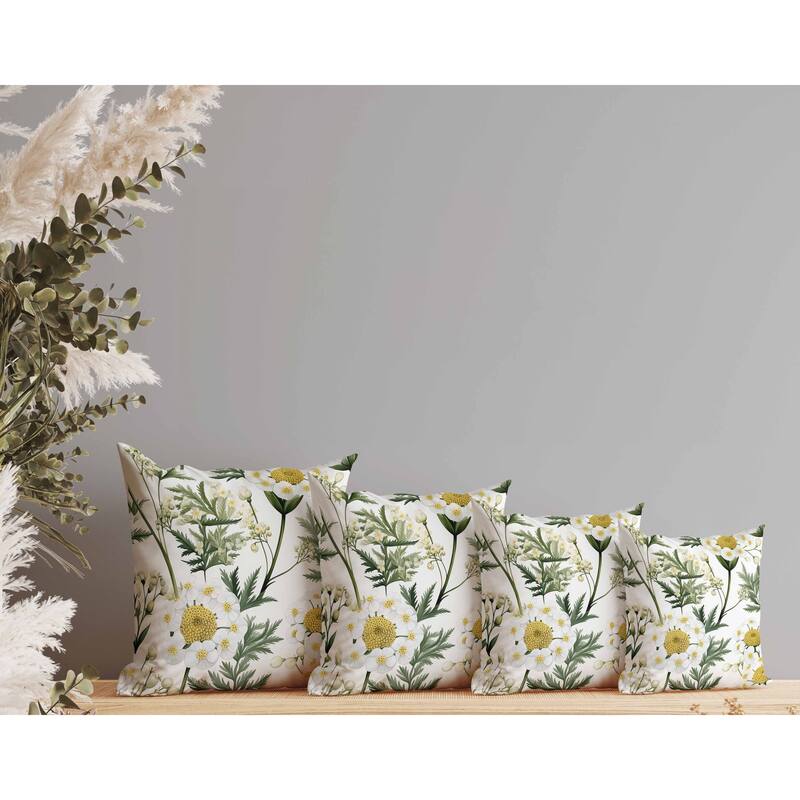 Millefolium Harmony Indoor/Outdoor Reversible Throw Pillow White and Green