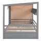 preview thumbnail 15 of 13, Full Size House Bed with Built-in Wardrobe, Two Drawers, Shelves, and Lace Curtain Design, Grey Finish