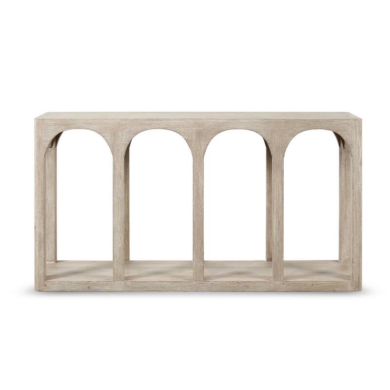 Ming Arch Console Table Whitewash 59x14x32H - Wood