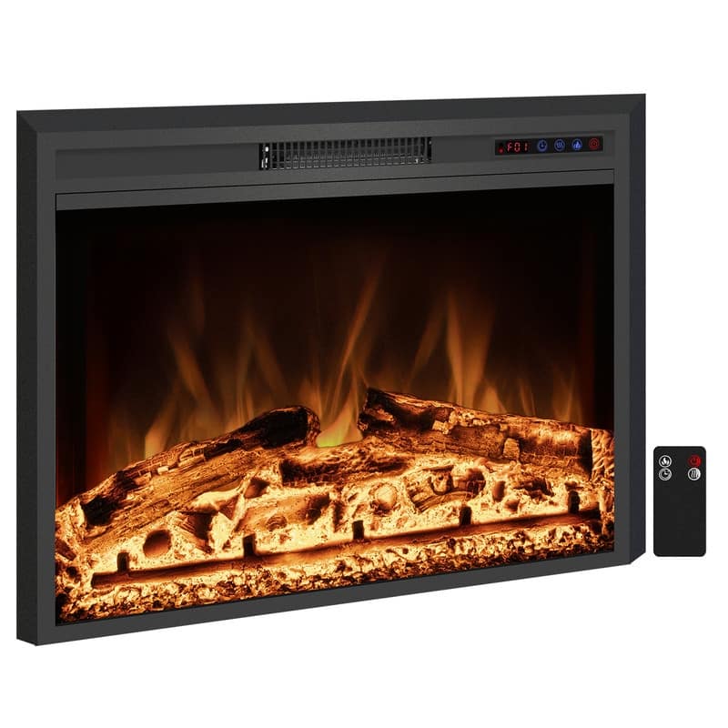 25" Electric Fireplace Insert with Multi-Color Flame, 750/1500W, Black - 28.7"