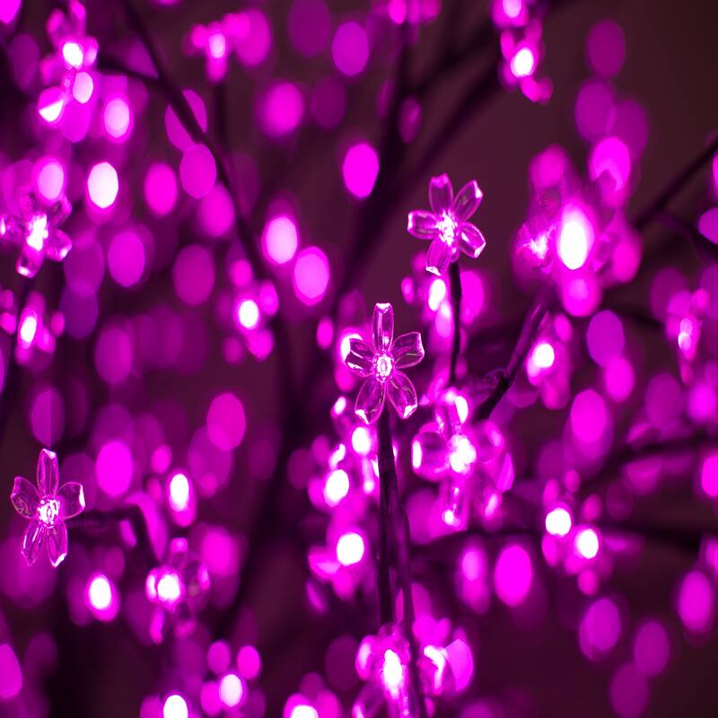 7' Pre-Lit Outdoor Cherry Blossom Artificial Tree - Warm LED Lights