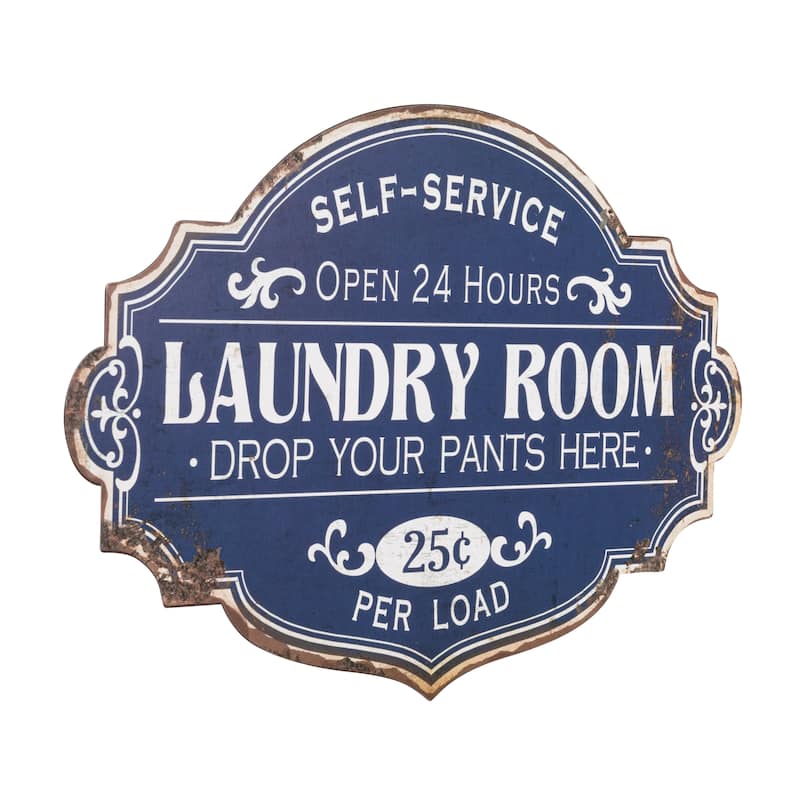 Vintage Metal Laundry Room Wall Sign with Distressed Finish