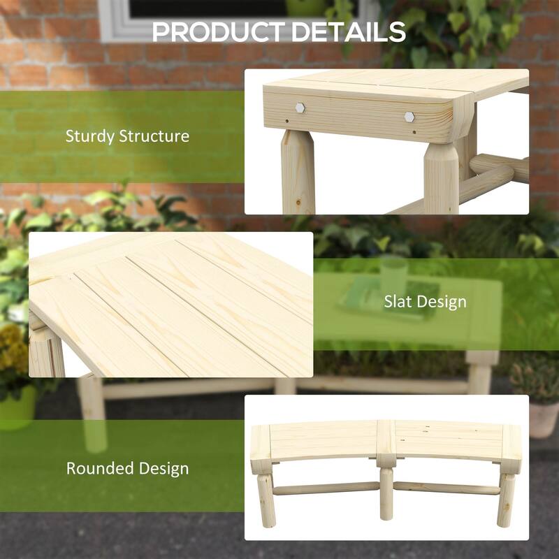 Outsunny Wooden Garden Bench, Semicircular Round Outdoor Tree Bench