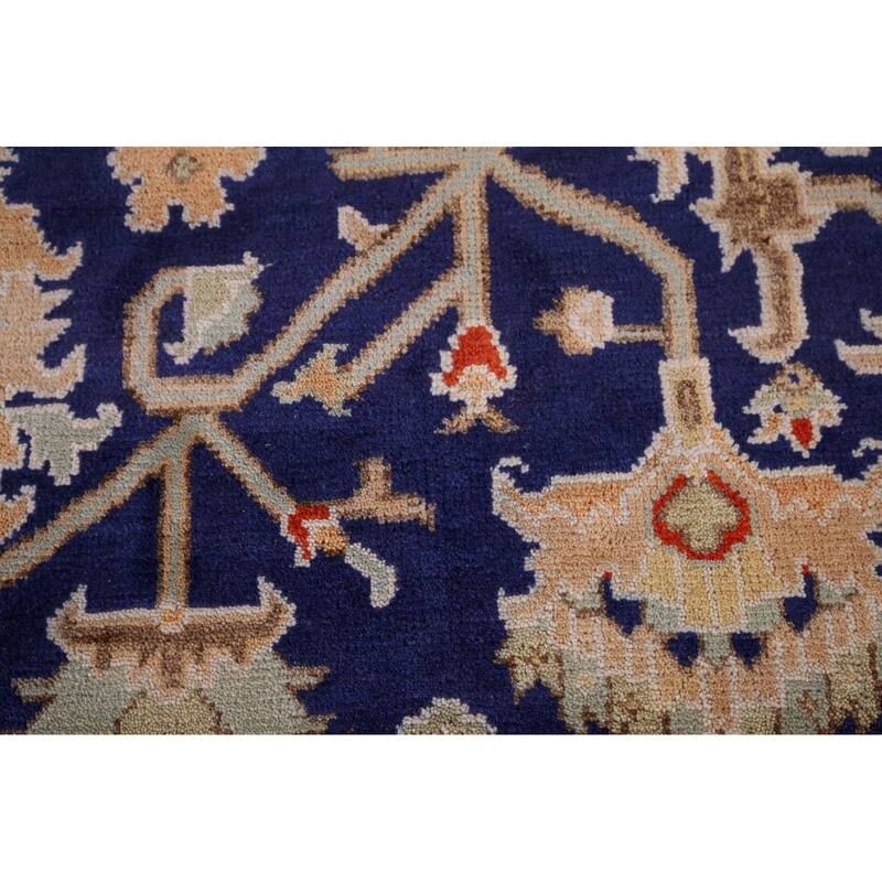 Heriz Serapi Indian Area Rug Hand-Knotted Blue Oriental Wool Carpet - 8'10" x 11'9"