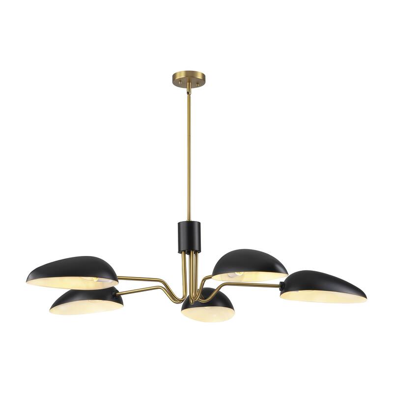 Black 5 - Light Dimmable Modern Chandelier for Living Room - 48.8 in. W x 90.6 in. H