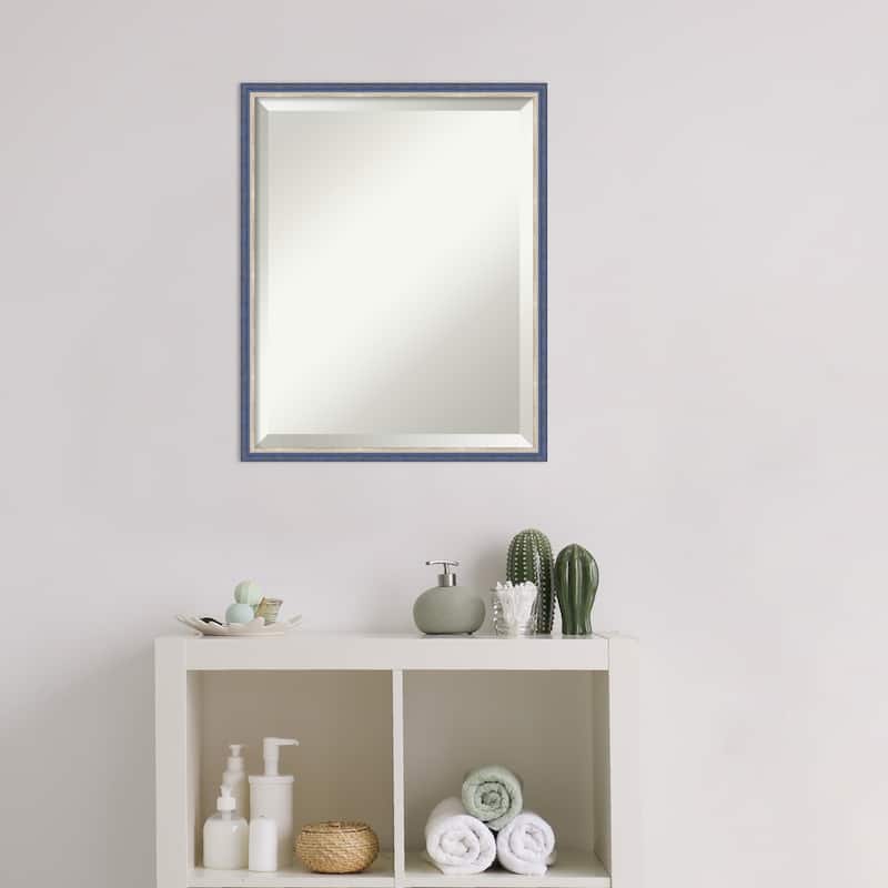 Theo Narrow Beveled Wood Framed Bathroom Vanity Wall Mirror