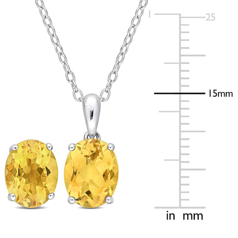 Miadora 4 7/8ct TGW Oval Citrine Set of Necklace and Earrings in Sterling Silver