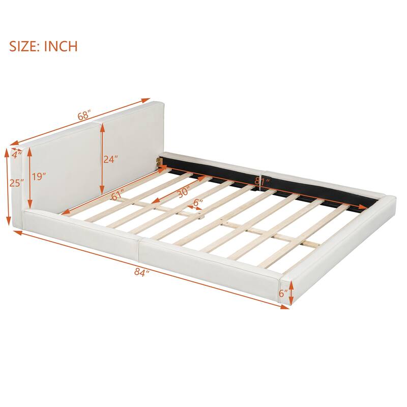 Queen Size Upholstered Platform Bed with Velvet Fabric, Grounded Bed with Solid Frame, Beige