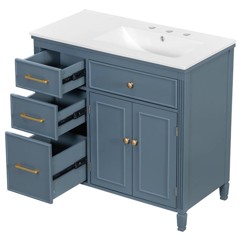 Christopher Knight Home-Vonhart 36" Bathroom Vanity with Ceramic Sink