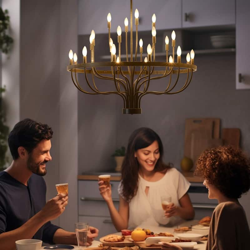 Large Wagon Wheel Chandelier Black Farmhouse Round Candle Chandelier