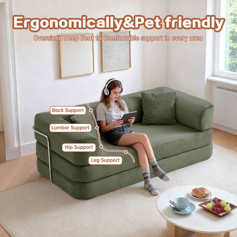 Floor Couch,Compressed Sofa,Convertible Floor Sofa Bed,Enhanced Frame stability,Comfy Couch Lounge Sleeper Bed