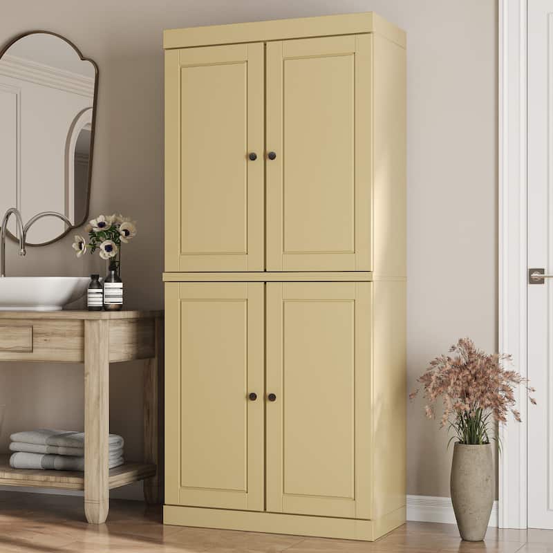 Palace Imports 100% Solid Wood Bathroom Storage Cabinet, Raised Panel Doors, 2 Drawers, Adjustable Shelves, 32" Wide, 71.5" Tall