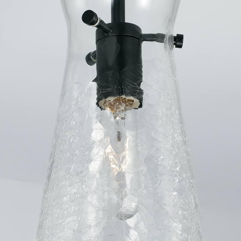 6" 1-light Pendant w/ Clear Half-Crackle Tapered Glass