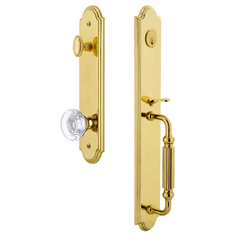 Grandeur Arc Solid Brass Rose Keyed Entry Single Cylinder Full Plate - Lifetime Brass
