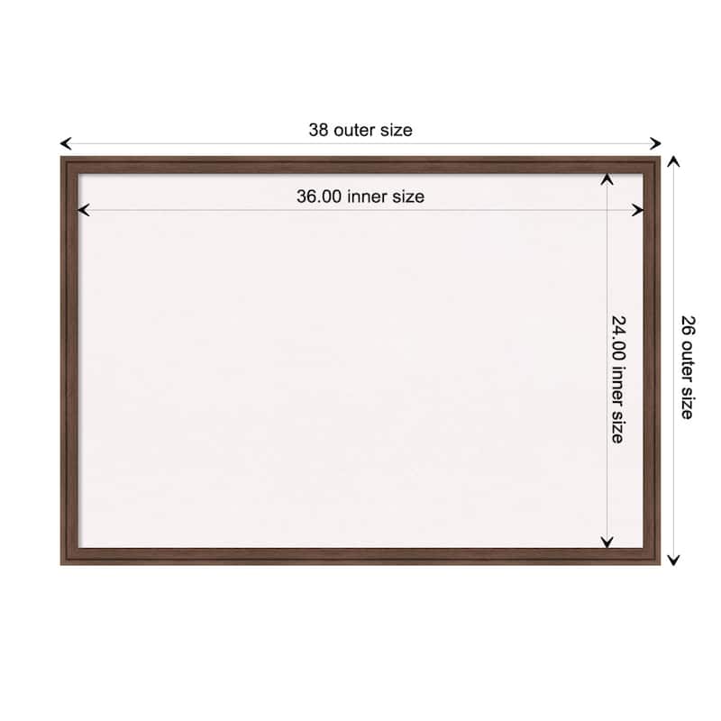 Florence Framed White Corkboard Bulletin Board - Florence Medium Brown - Board Size 36x24