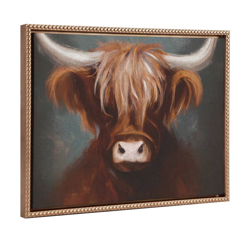 Kate and Laurel Sylvie Beaded Cow Canvas by The Creative Bunch Studio - 18x24